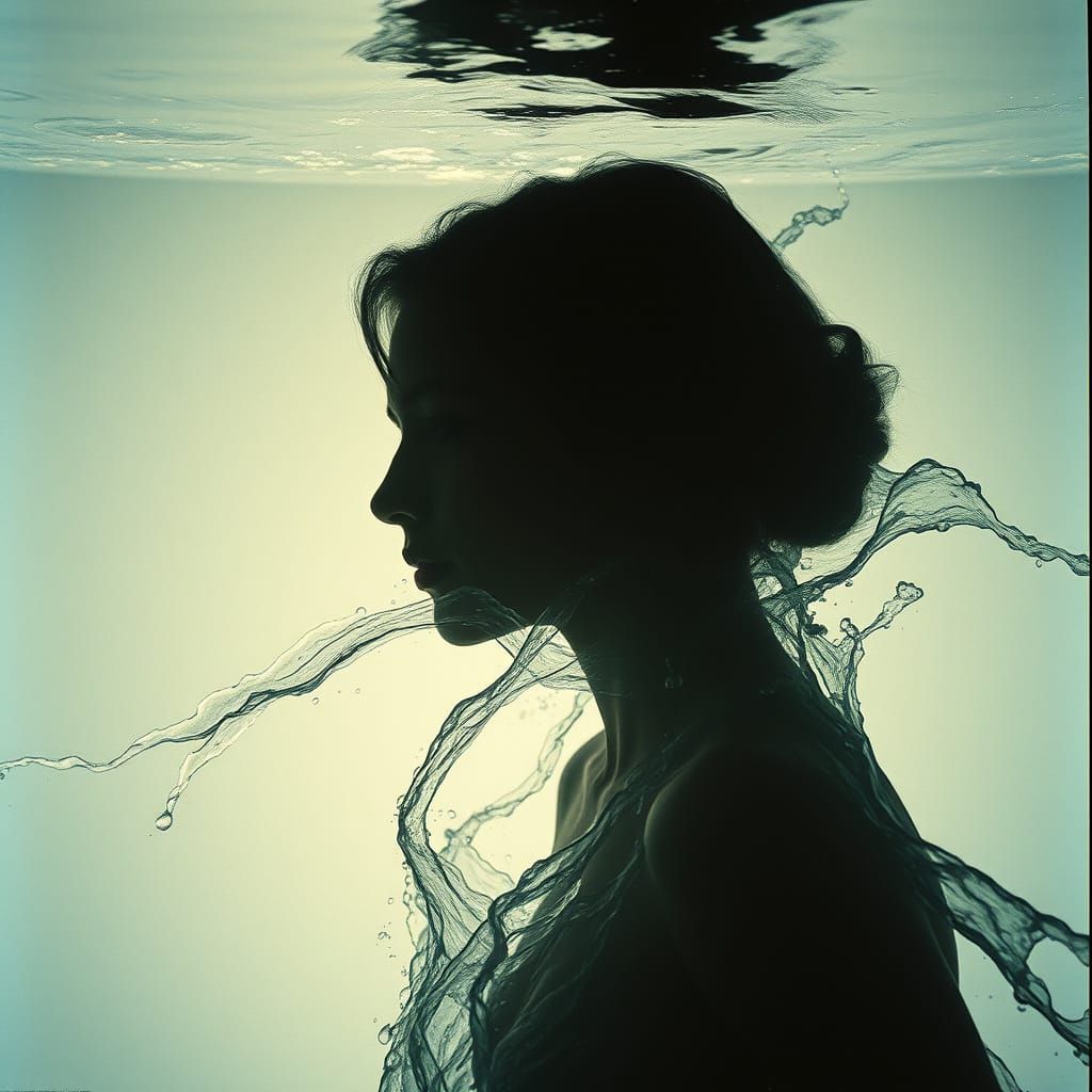 Woman Silhouette Formed From Water Waves