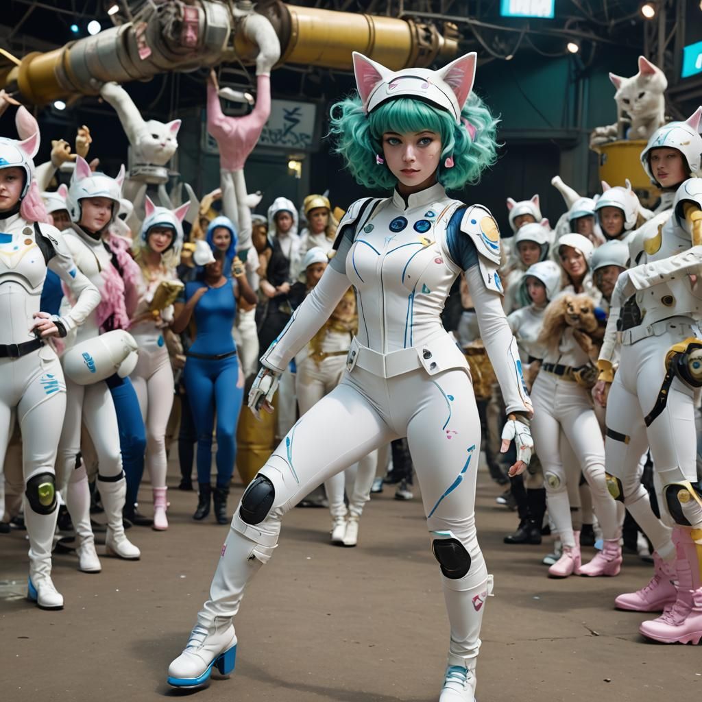 Kitty-N in Feline Dance Suit, Syd Mead Style