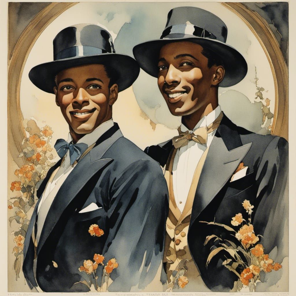 Nicholas Brothers Portrait in Romantic Watercolor Style
