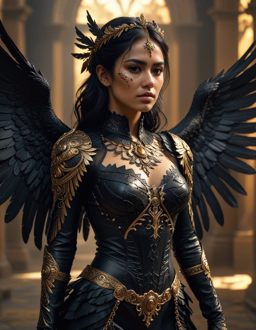 Mexican Fallen Angel in Dark Fantasy Style