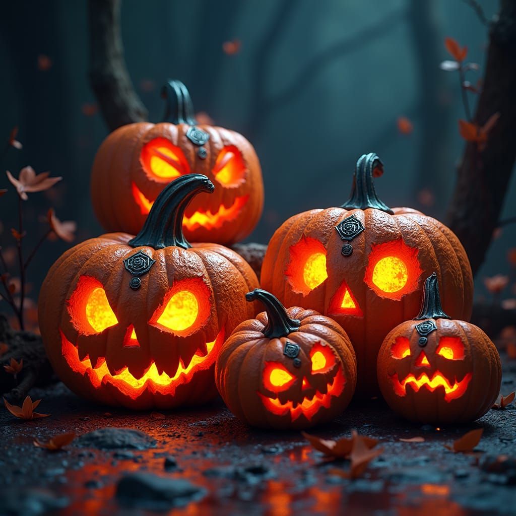 Mystical Pumpkin Faces in Fantasy Concept Art