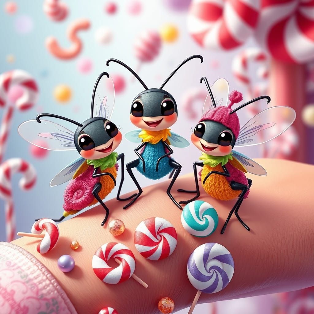 Whimsical Mosquito Party on Skin in Disney Style