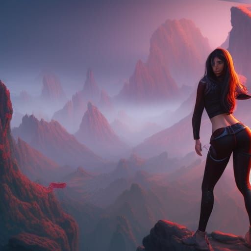 Detailed Matte Painting of Woman in Leggings