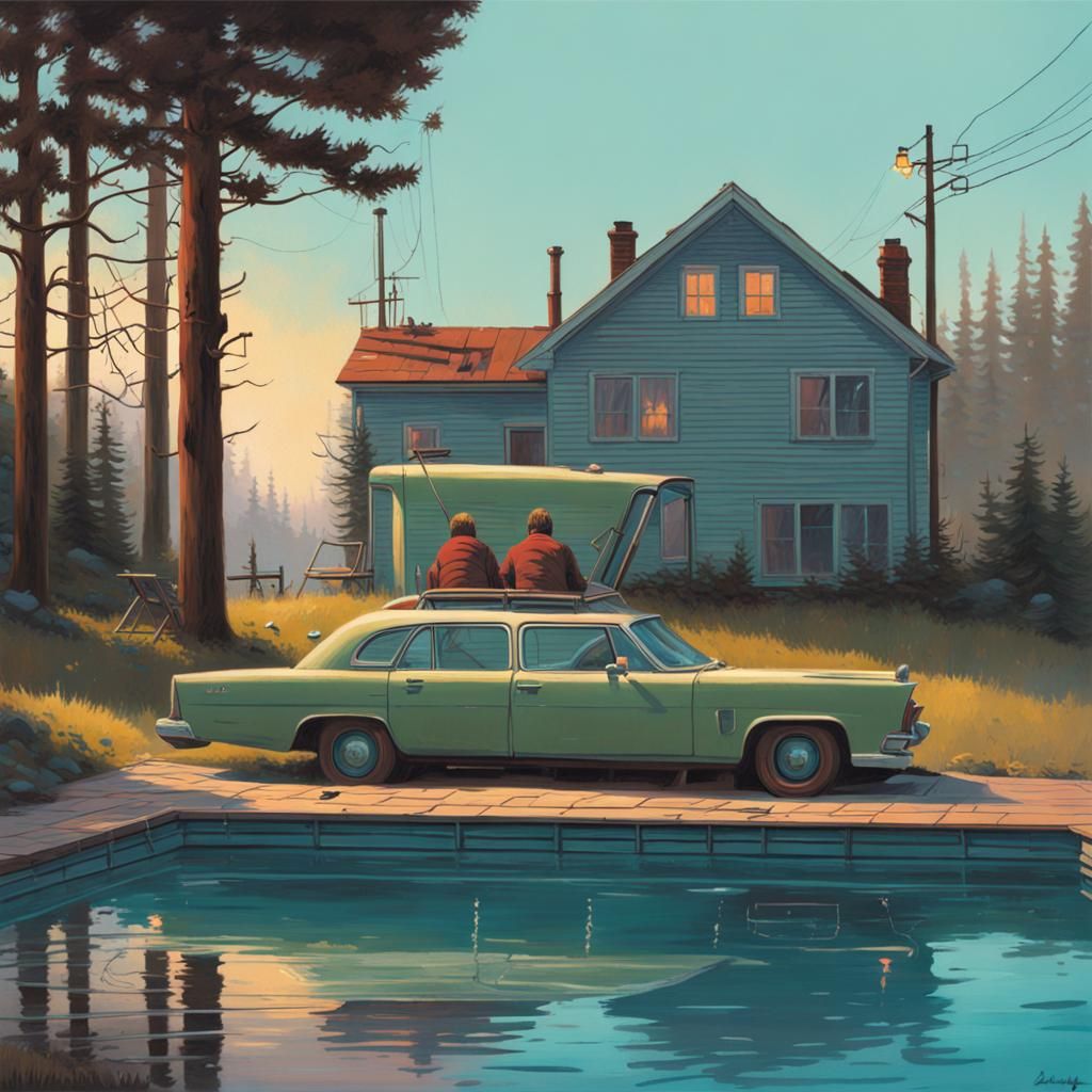 Pool on Wheels: Surreal Digital Art