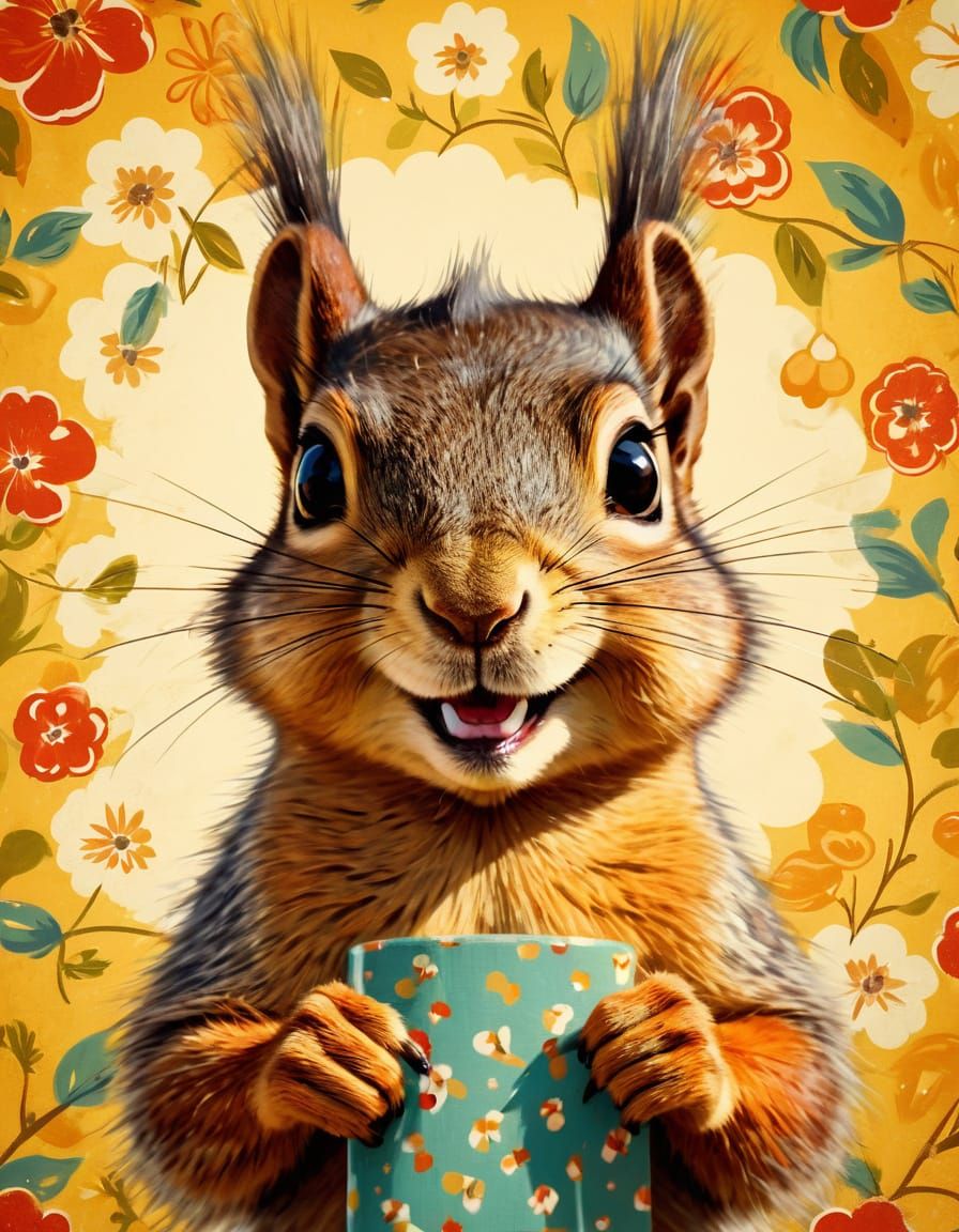 Mischievous Squirrel in Retro Pin-Up Style