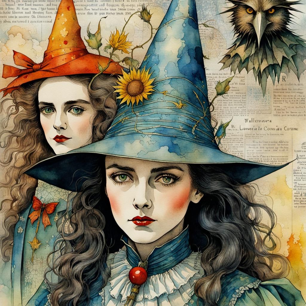 Dorothy and Scarecrow in Oz, Vintage Storybook Art