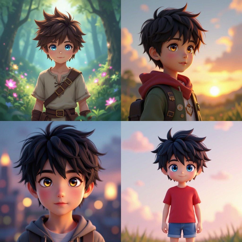Detailed 3D Anime Boy Concept Art