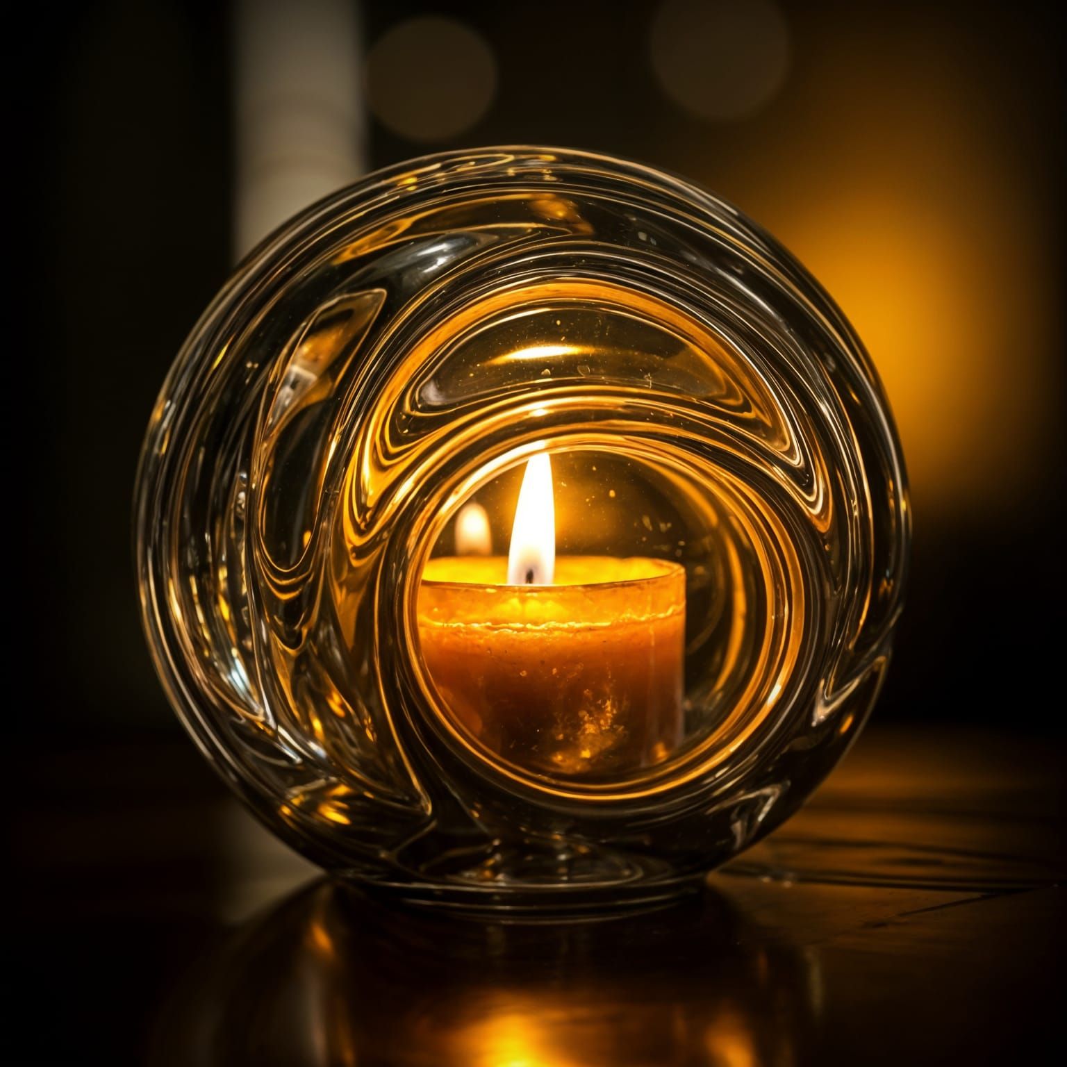 Warmth Reflected in Glass as Candles Burn