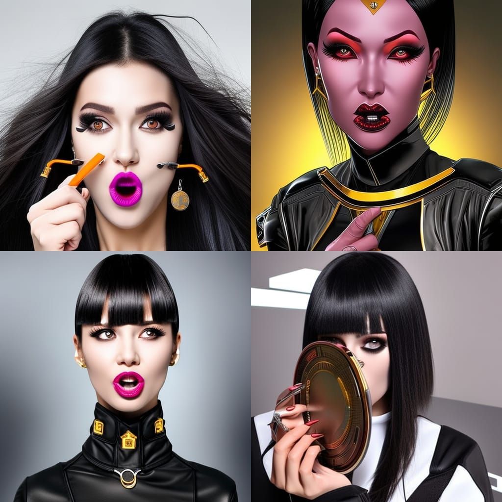 Cyberpunk Woman Swallowing Bitcoin