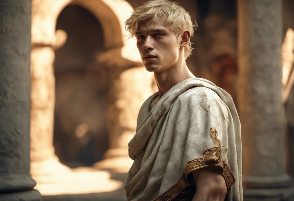 Young Man in Roman Tunic: Digital Illustration