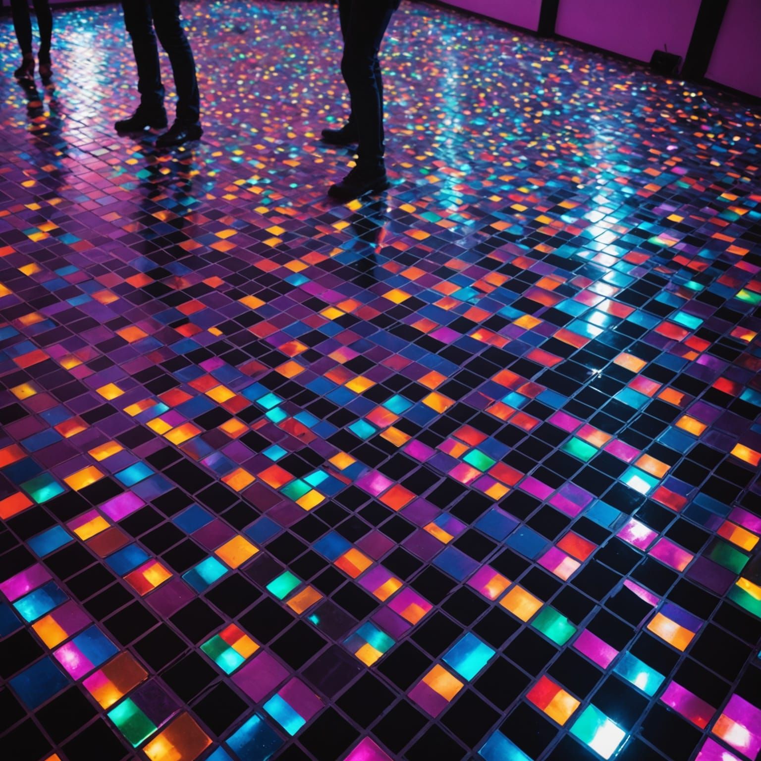 Vibrant Disco Floor With Colorful Lights