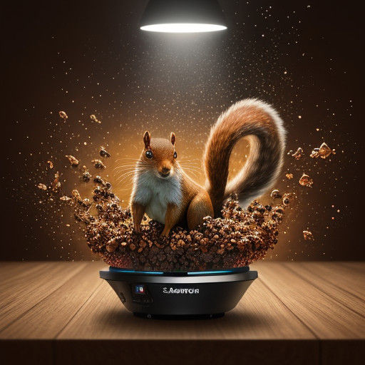 Vibrant Hologram Squirrel Projection on Kitchen Table
