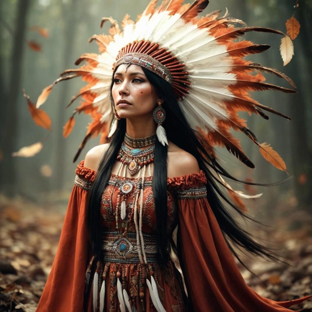 Native American Woman in Traditional Dress