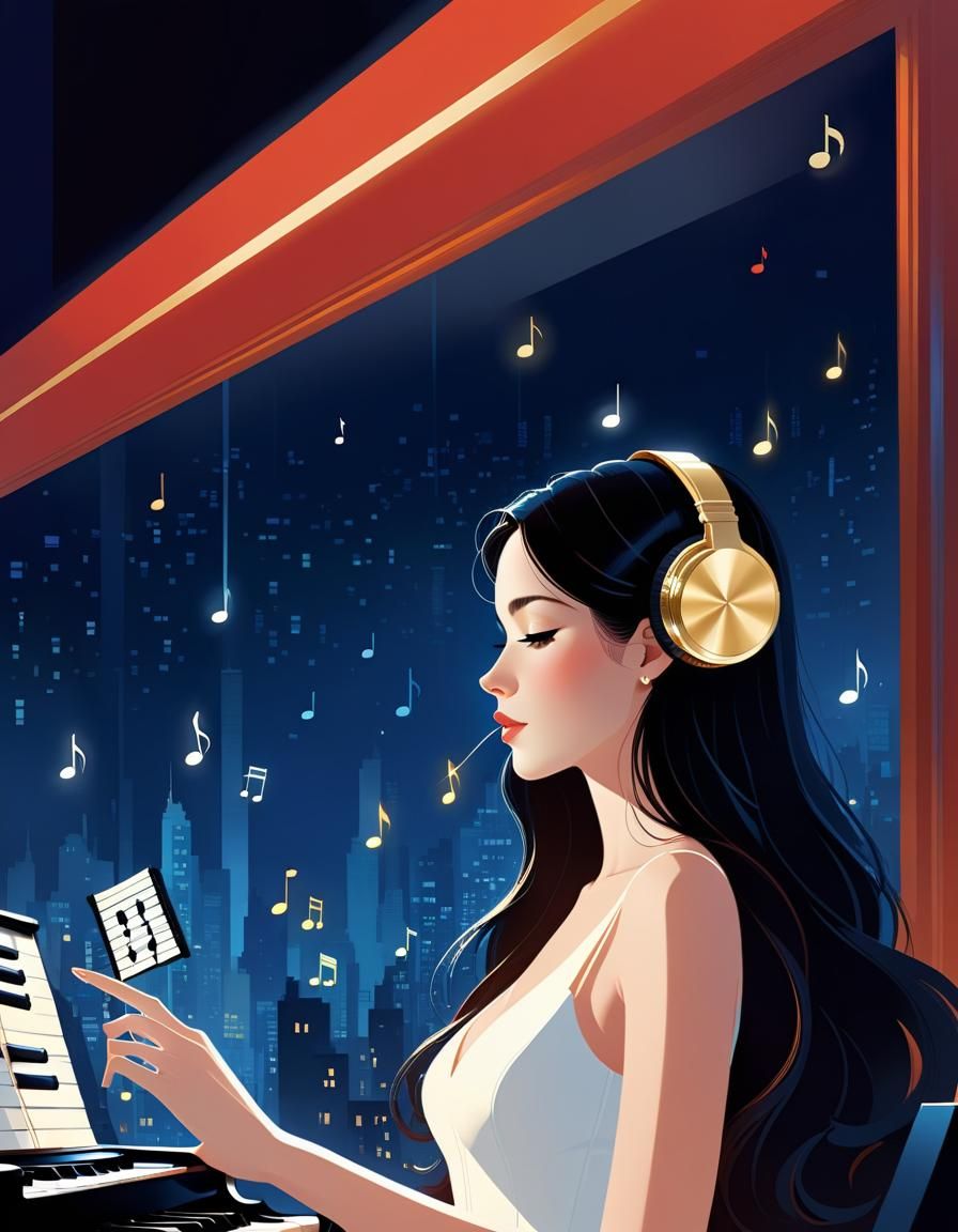 Musician's Endless Song: Digital Art Inspired by Animation