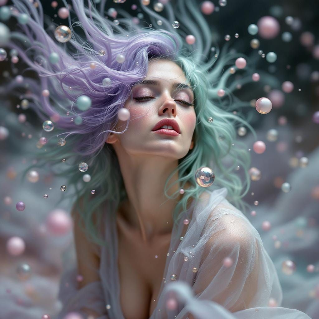 Ethereal Woman in Surreal Dreamscape