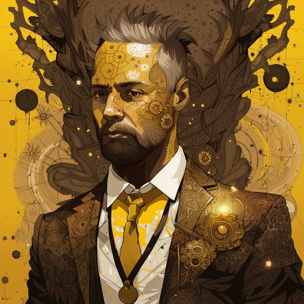 Tintin in Brown Suit with Cooper Filigree Details