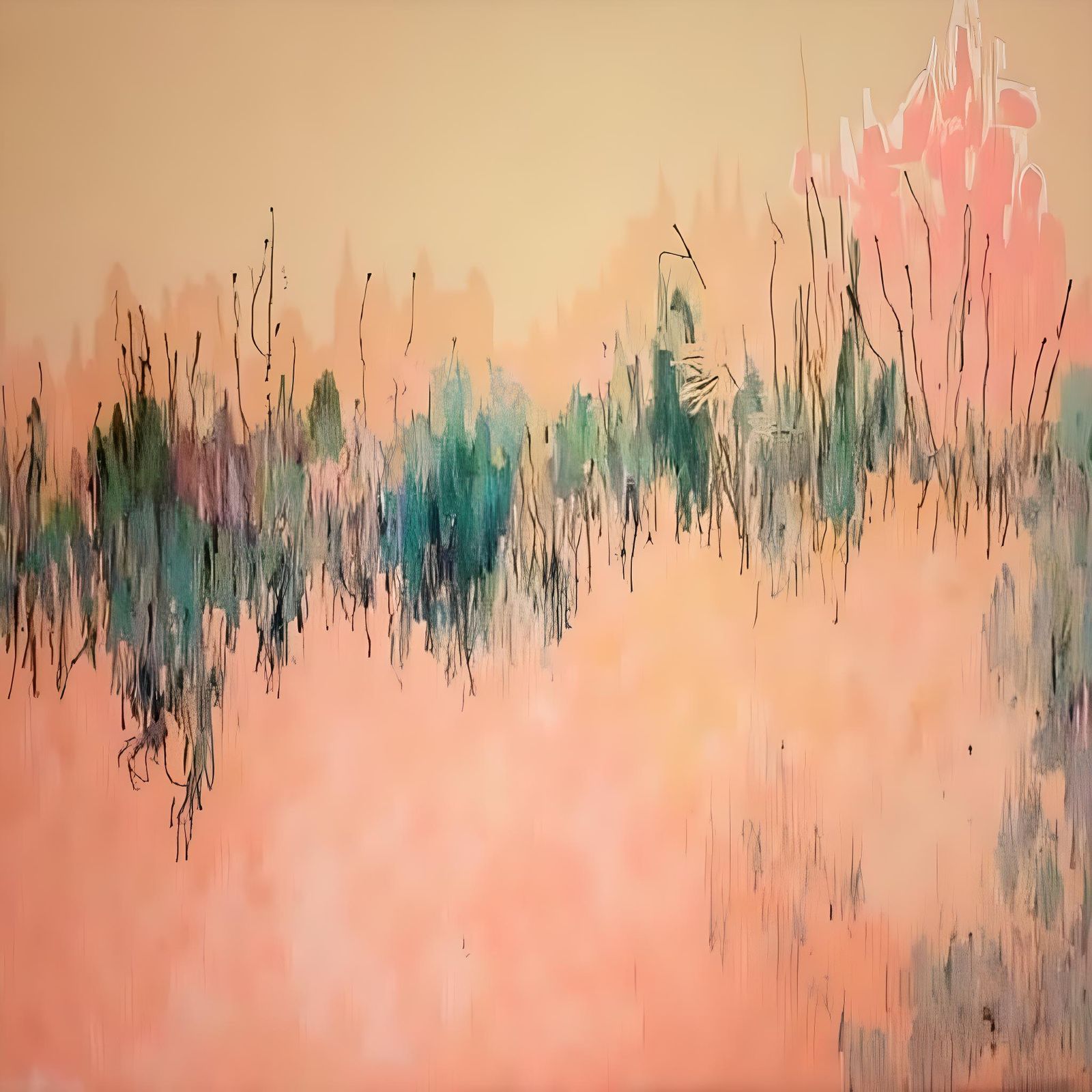 Abstract Garden with Pastel Pencil Sketch Effect