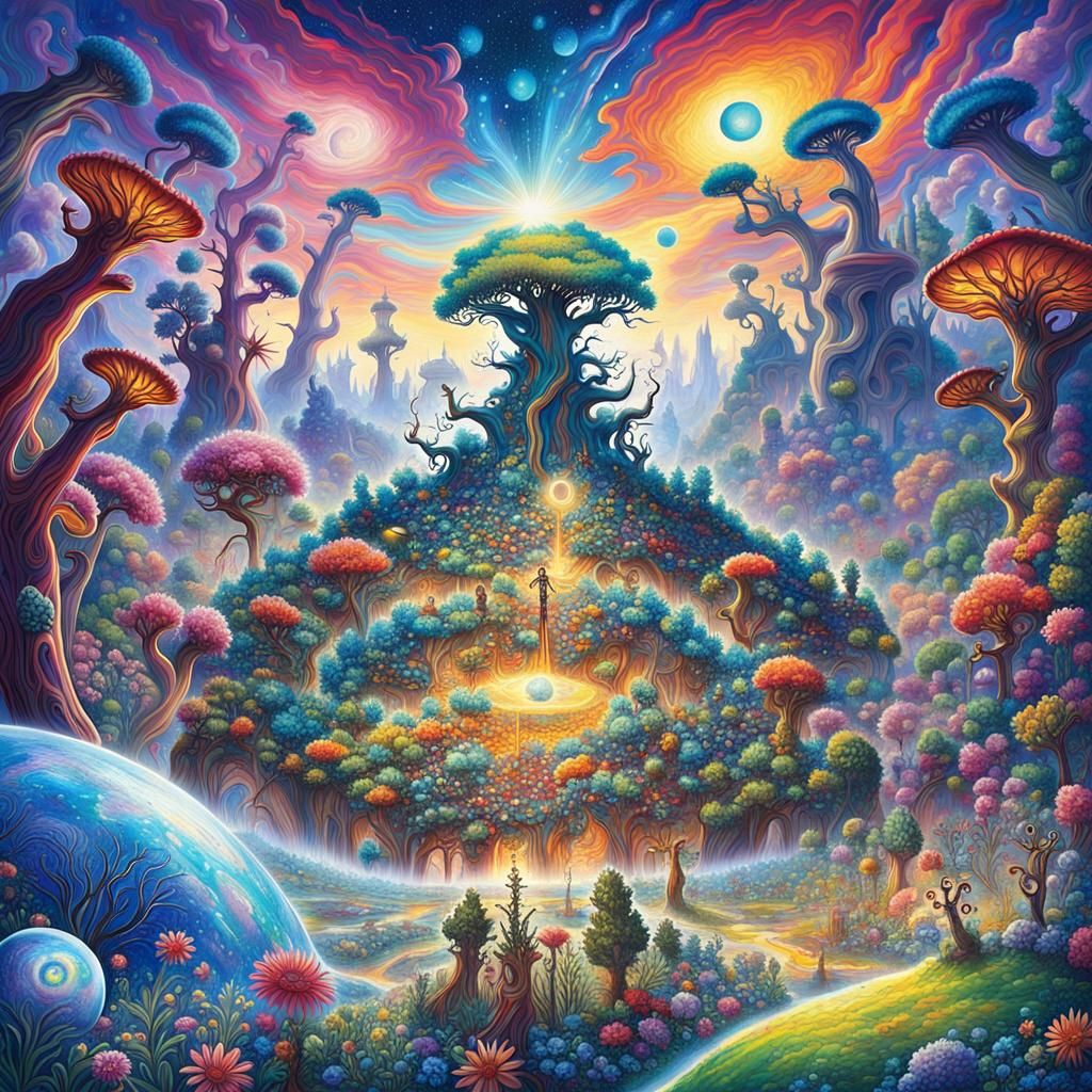 Surreal Fantastic World: Dali-esque Landscape in Anime Style