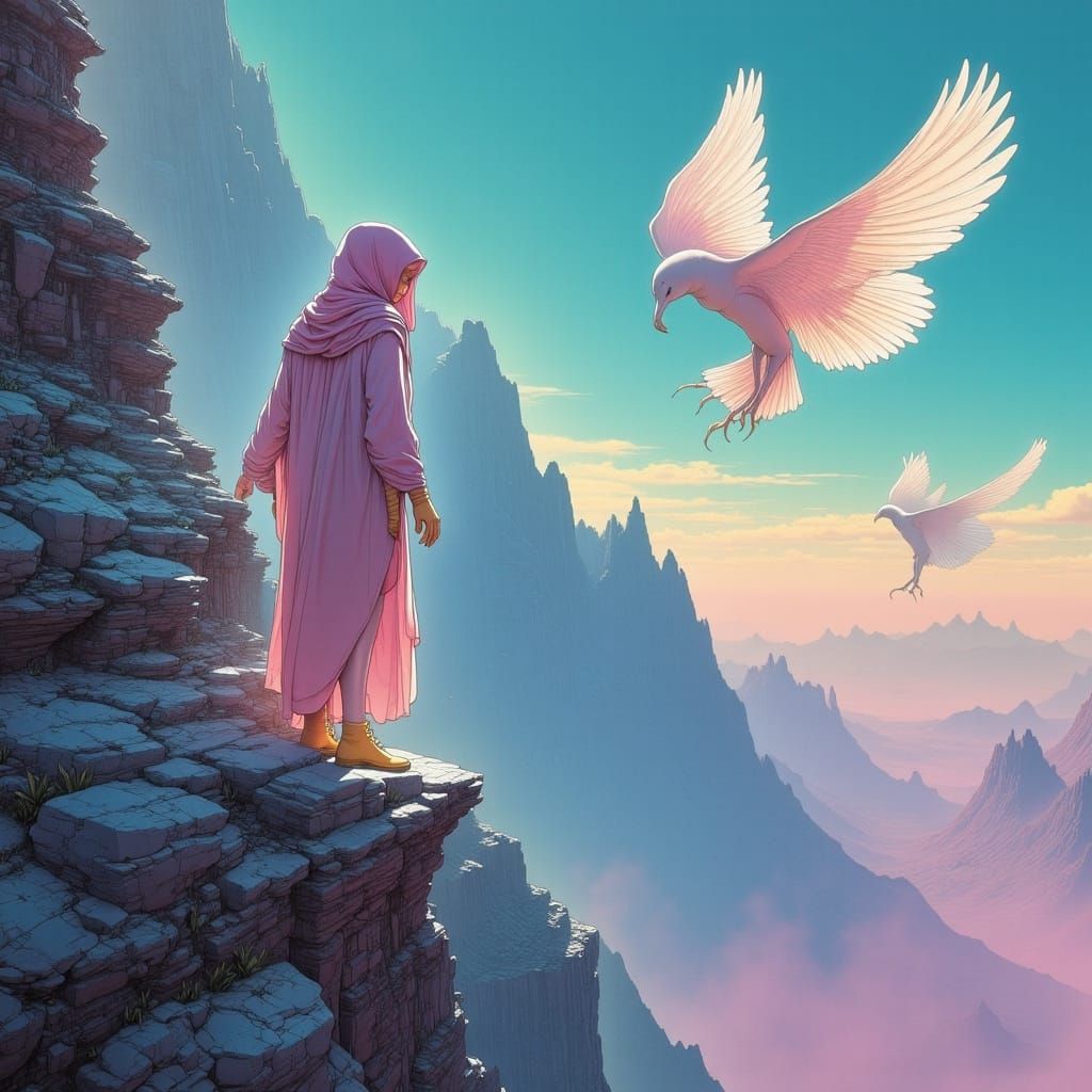 Ethereal Beings in Iridescent Realm: Dreamlike Digital Art