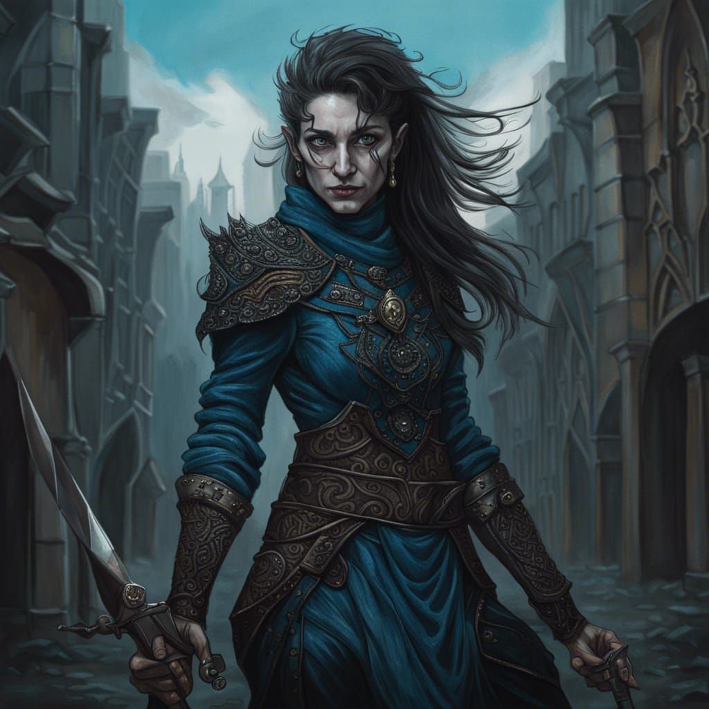 Ornate Portrait of a Female Troll Rogue