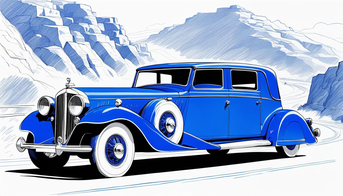 1930s Eight-Wheeled Luxury Car Sketch