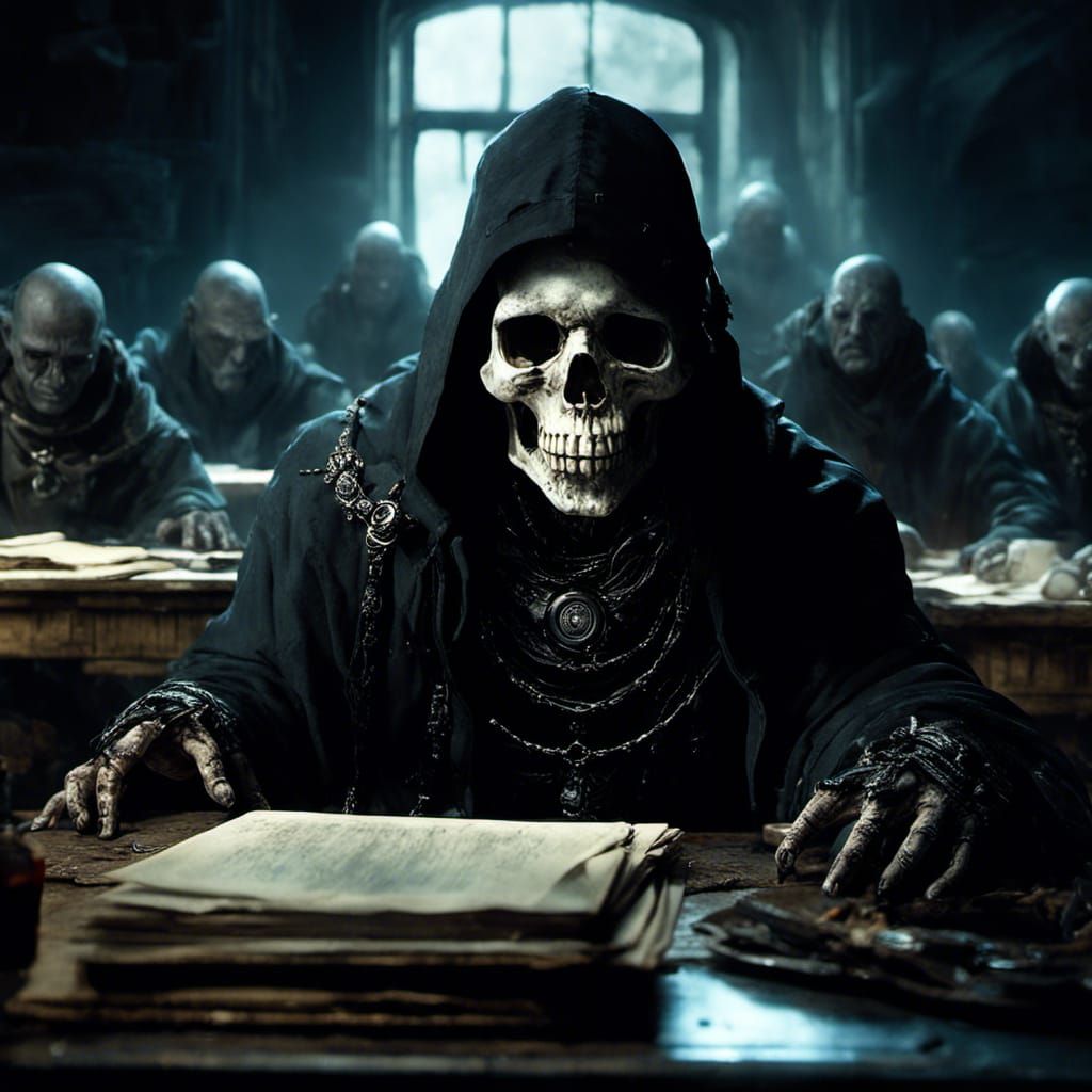 Detailed Lich Portrait in Mixed-Media Style