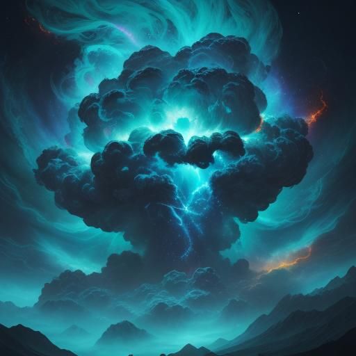 Cosmic Collision in Expressive Surrealism