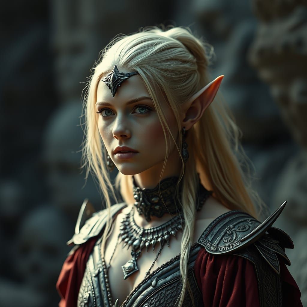 Ethereal Elf in 140 A.D. Fantasy Attire, Shot in Cinematic 8...