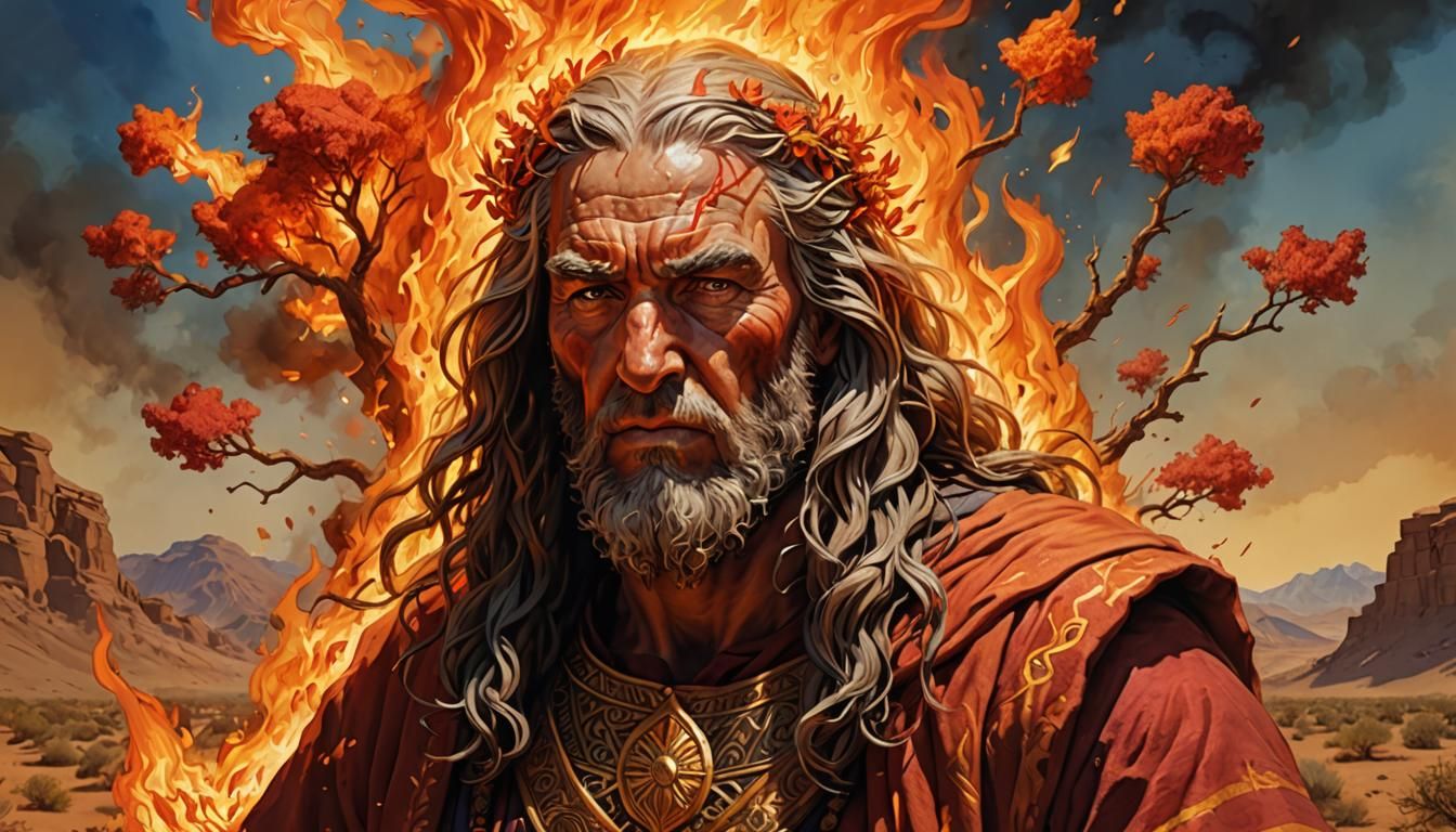 Moses and the Burning Bush: Hyperrealistic Art