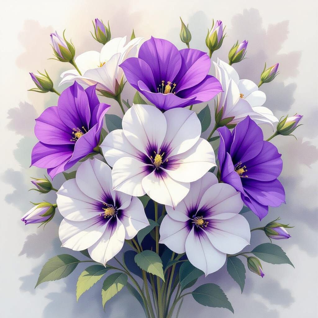 Lizzie Anthers Bouquet in Delicate Watercolor Style