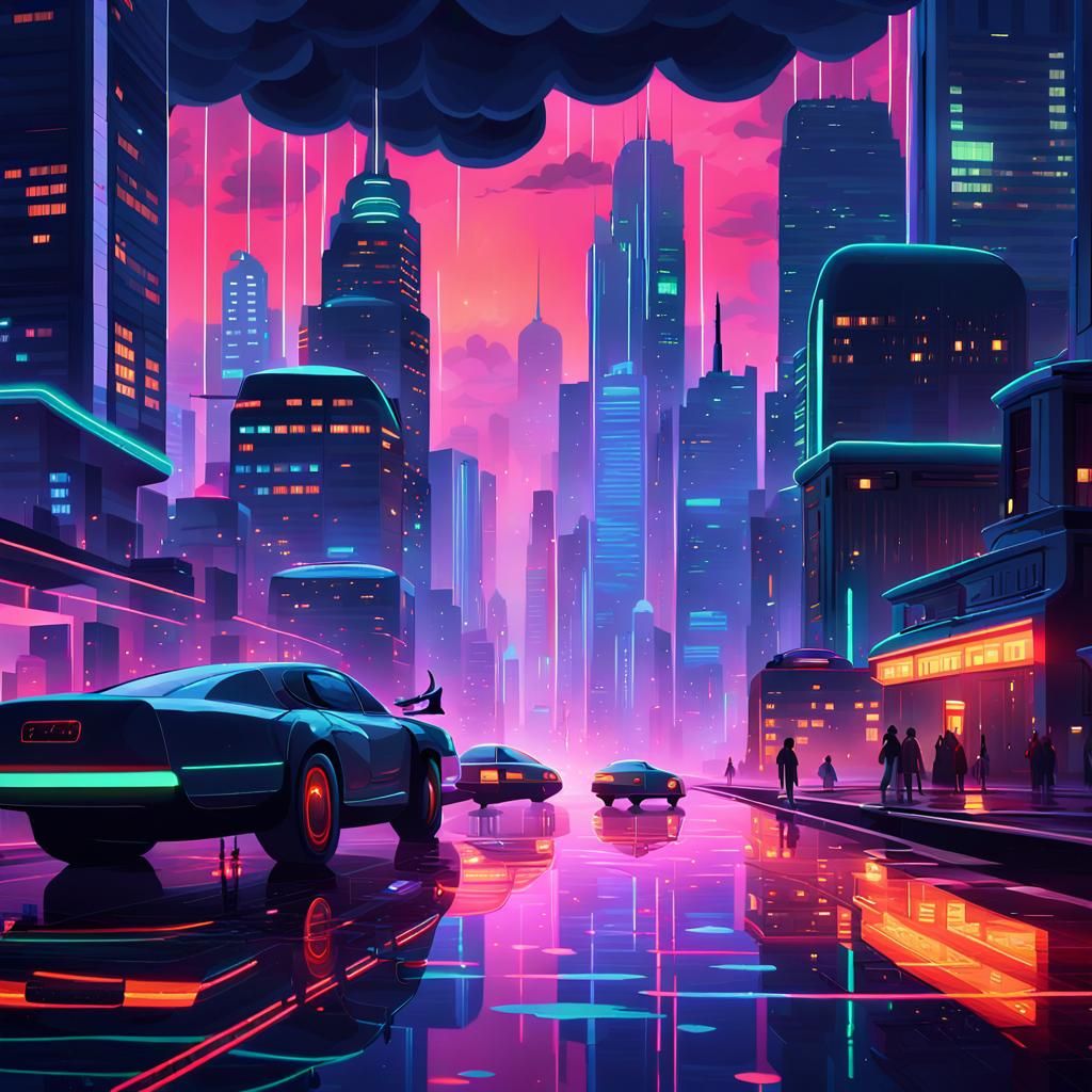 Futuristic Cityscape in Digital Art Style