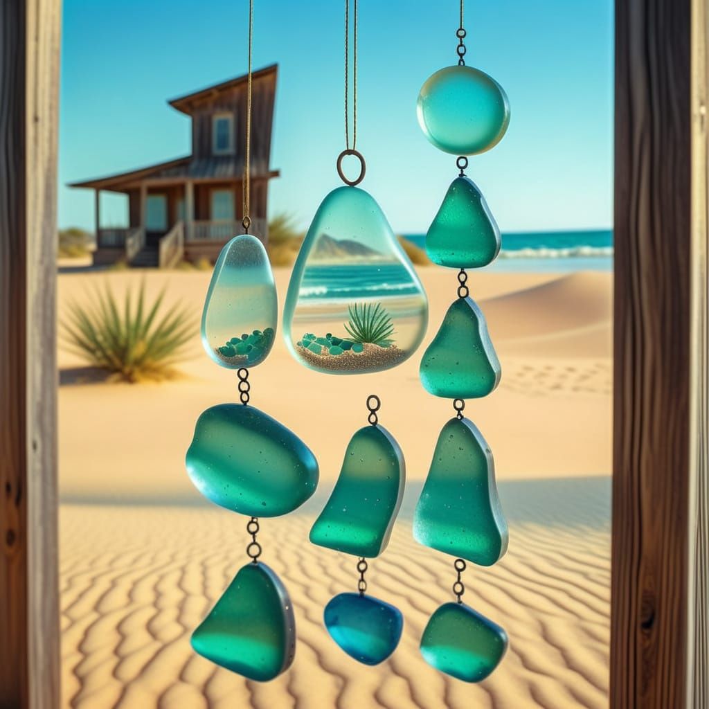 Surreal Double Exposure of Desert Reflection in Sea Glass Ch...