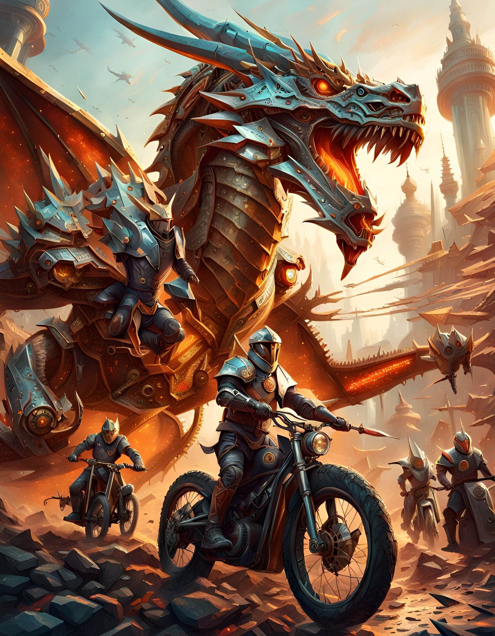 Metal droid dragon, medieval