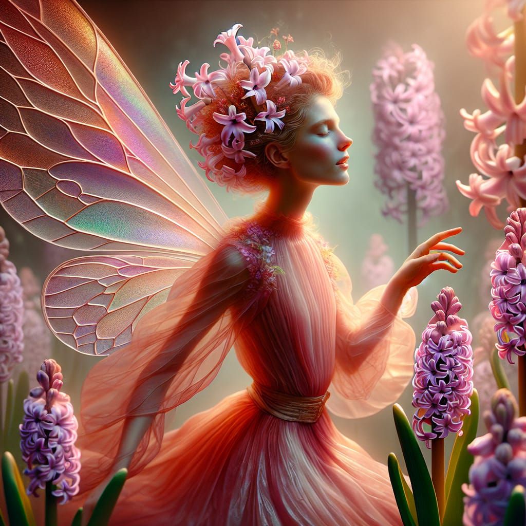 Hyacinth Fairy in Enchanted Spring, as Oil Painting