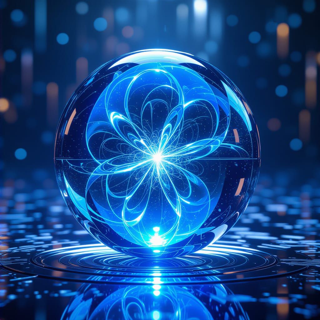 Futuristic Orb Portrait in Cyberpunk Style