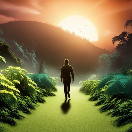 Man's Journey: Dark Valley to Peaceful Garden