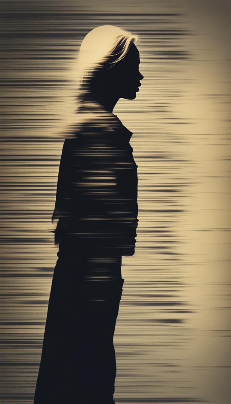 Silhouette of a Blonde Woman Leaving