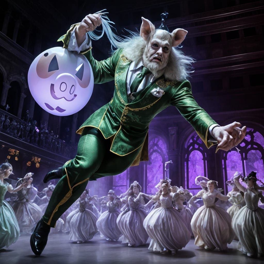 Spectral Dancers and Pig-Headed Man at Haunted Ball