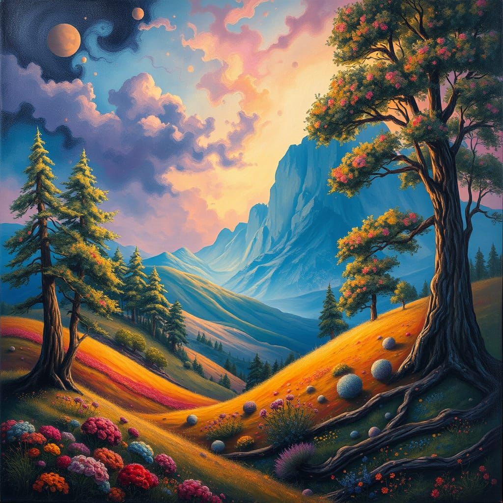 Ornate Landscape Painting Coming to Life