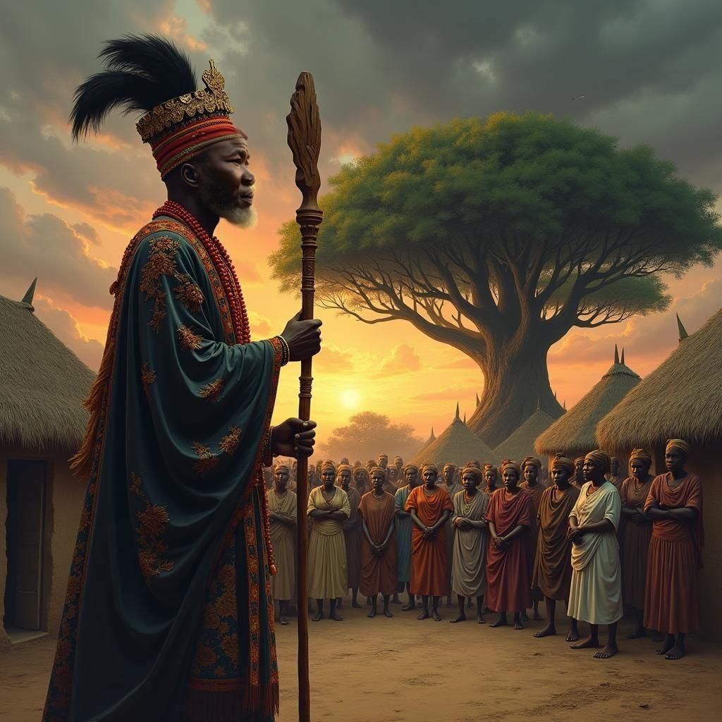 Igbo Village Mourns Under Stormy Sunset