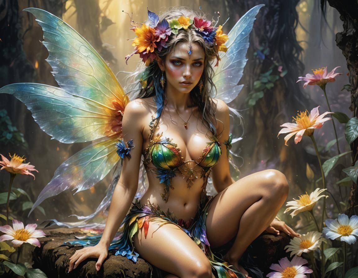 Luis Royo fantasy concept art Rainbow tone fairy