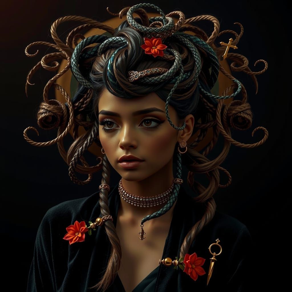 Hyperrealistic Hairstyle Symbolizing Life, Death, and Infini...