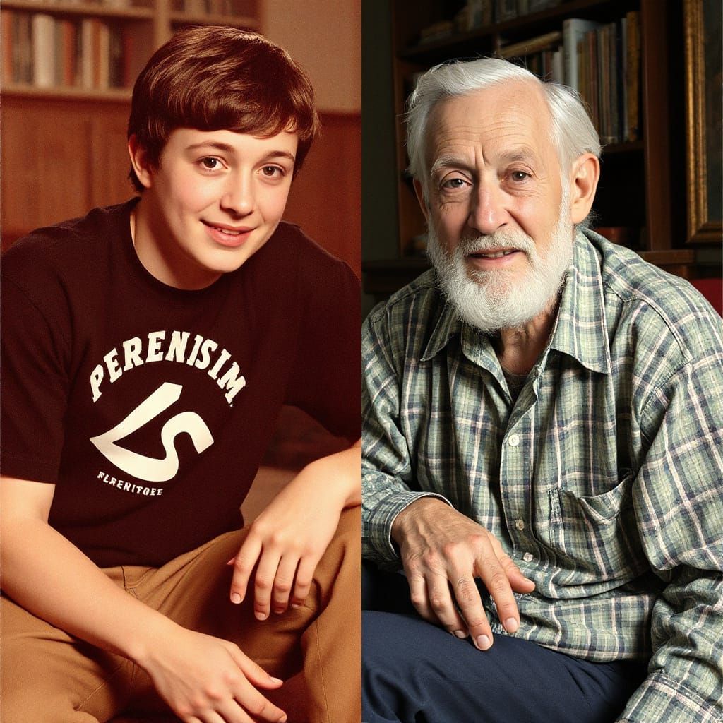 Split image. Youth and age. Norman Rockwell.