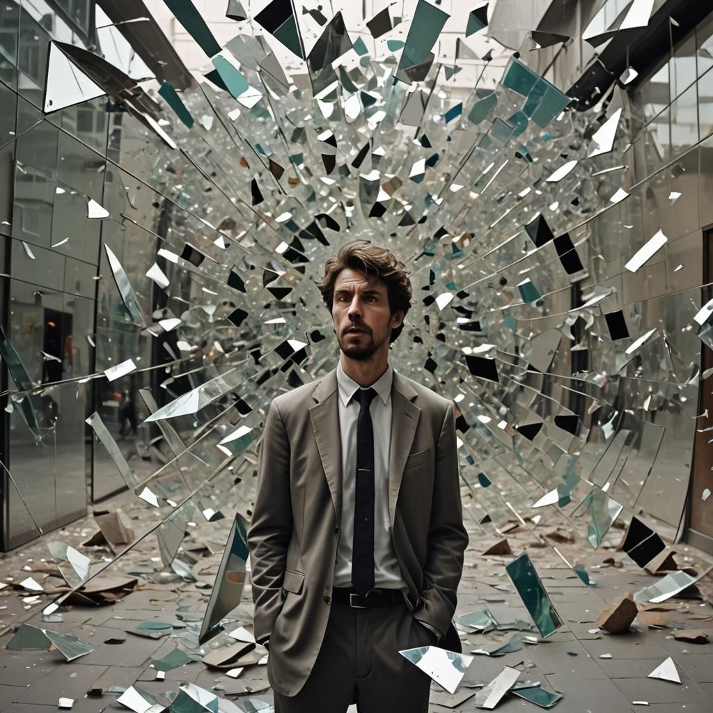 Distorted Reality with Exploding Glass Shards