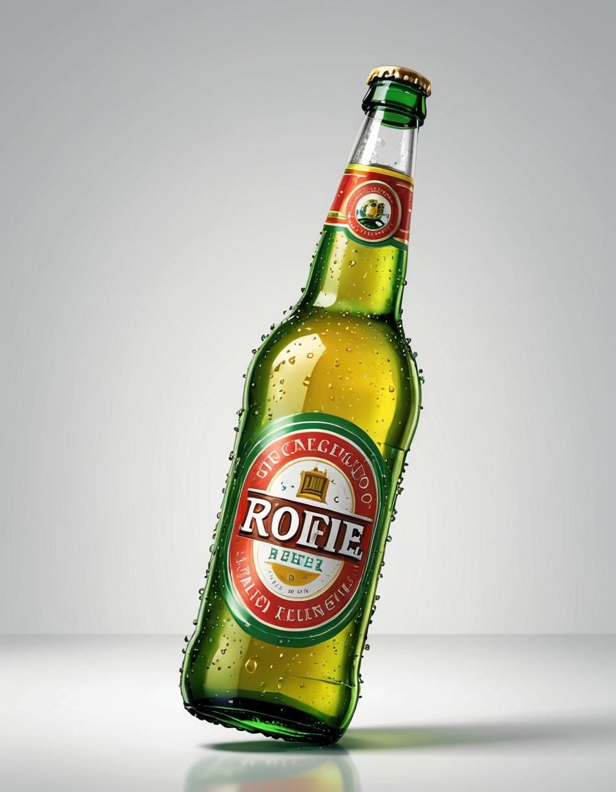 Single Beer Bottle in Vector Art Style