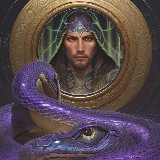 Surreal Eye with Snake Iris in Oil Painting Style