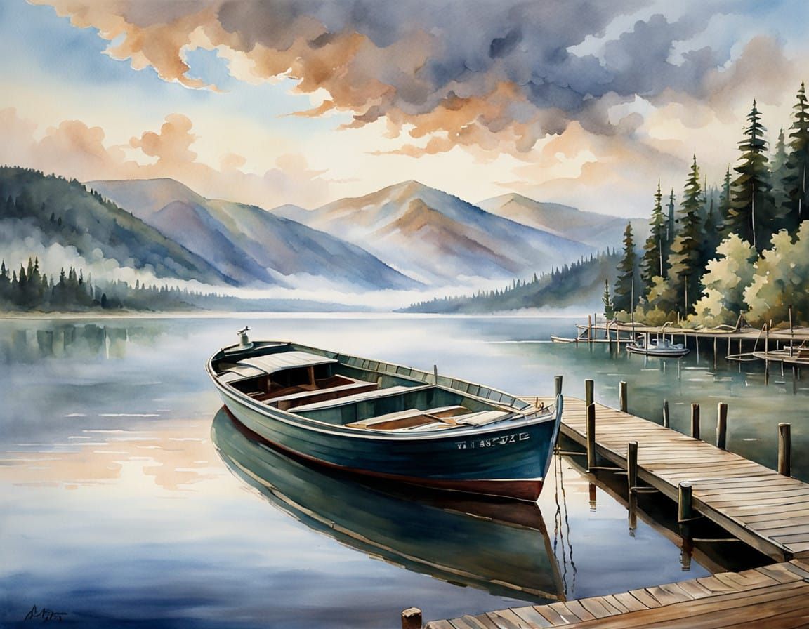 Serene Watercolor Landscape Captured in Soft, Earthy Hues