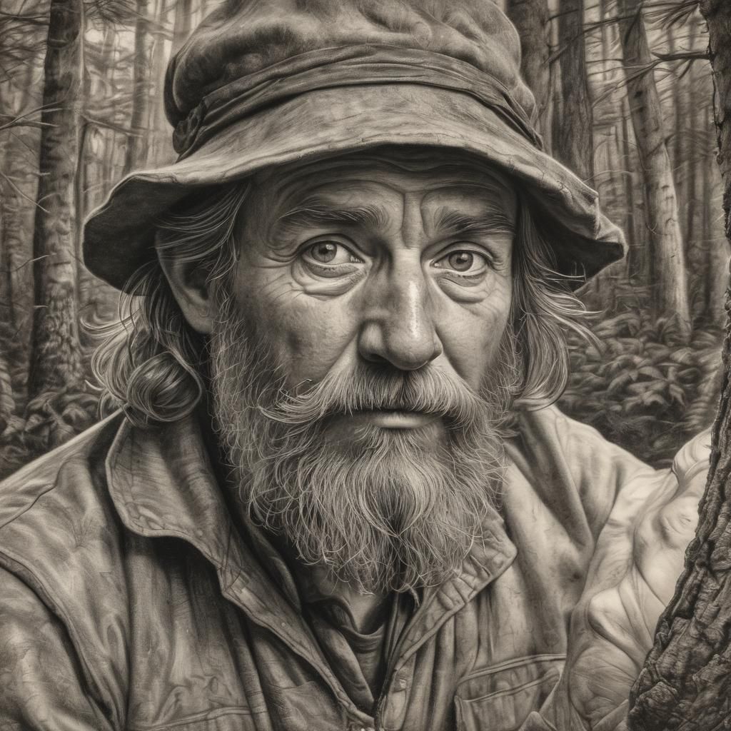 Tom Bombadil Self-Portrait in Charcoal Drawing