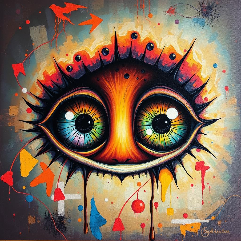 Surreal Eyeballs on Canvas in a Mystical Style