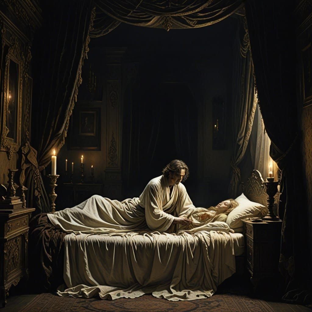 Ethereal Victorian Woman in a Haunting, Dark Atmosphere